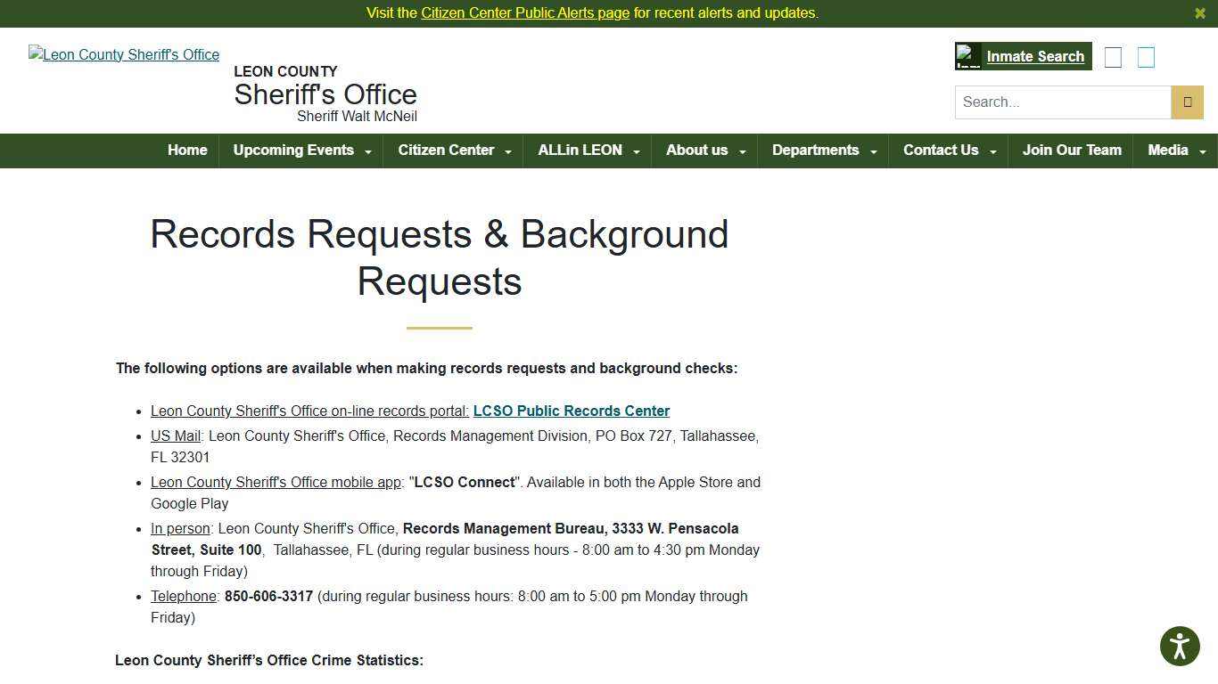 Leon County Sheriff's Office > Citizen Center > Records Requests & Background Requests