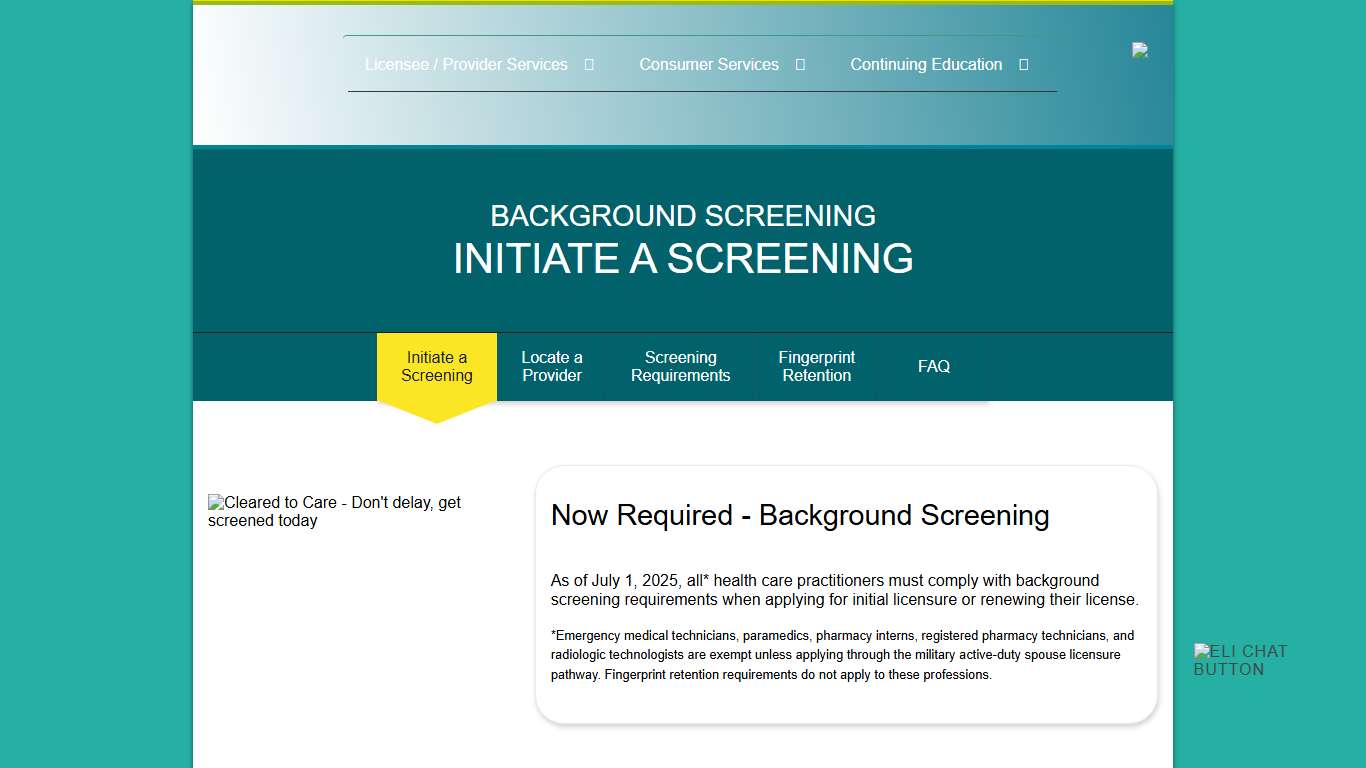 Initiate a Screening - FL HealthSource • Health Care Resources for Consumers & Providers